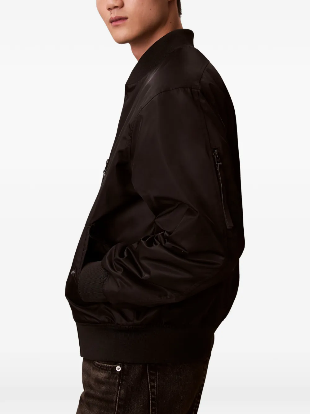  Calvin Klein Logo Bomber Jacket - Black 