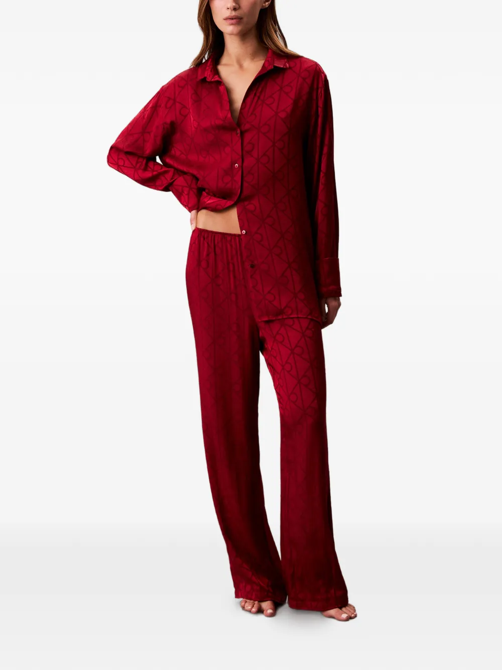 Calvin Klein Patterned Pajama Trousers In Red