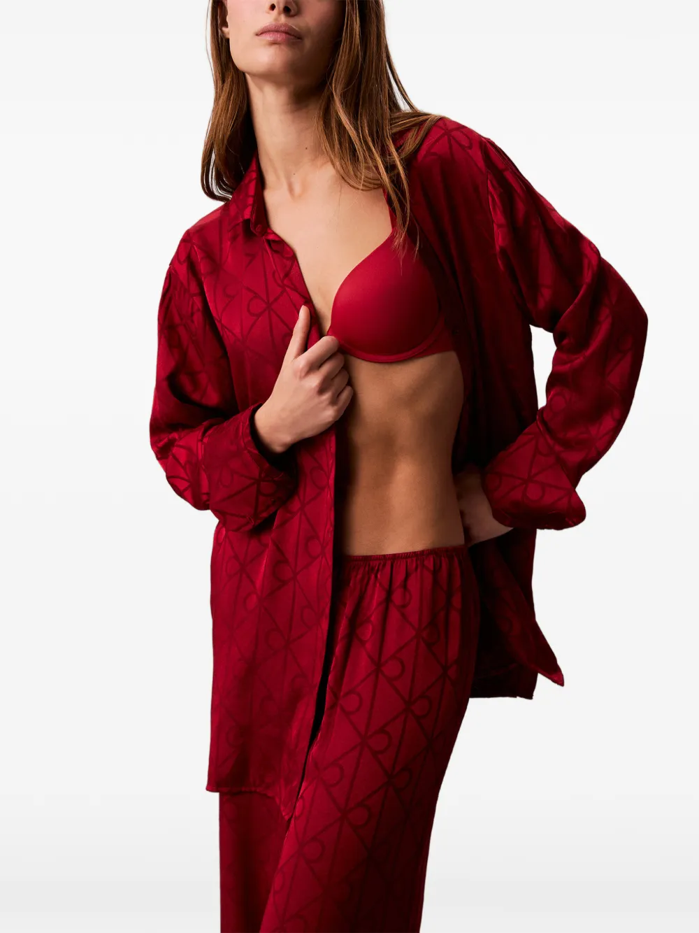 Calvin Klein Patterned Pajama Trousers In Red