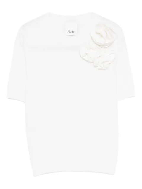 Allude flower-appliqué T-shirt