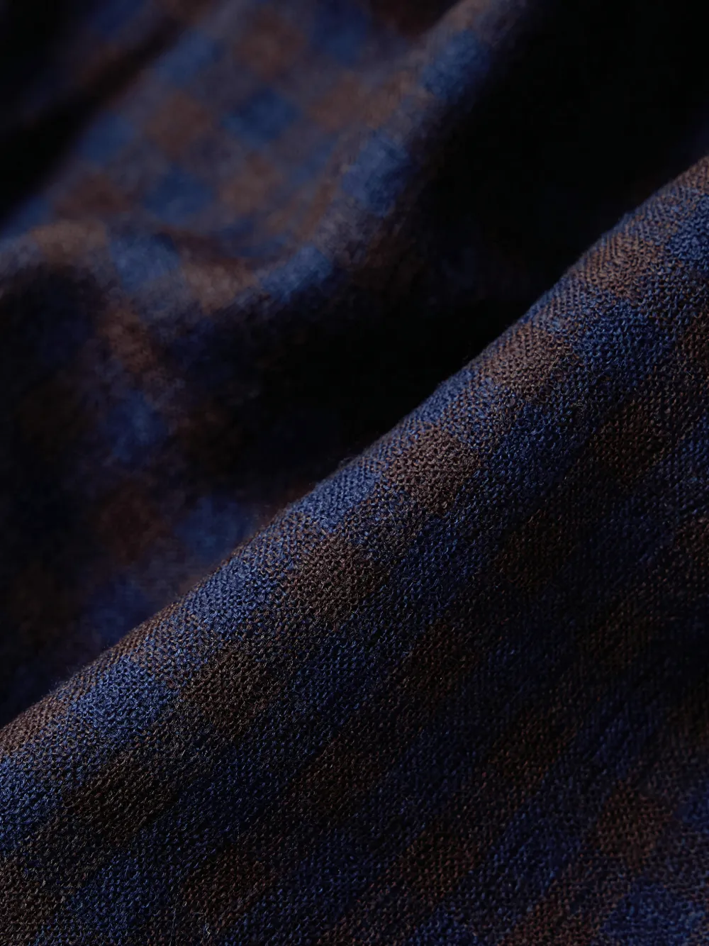  Y's Frayed Check Scarf - Blue 