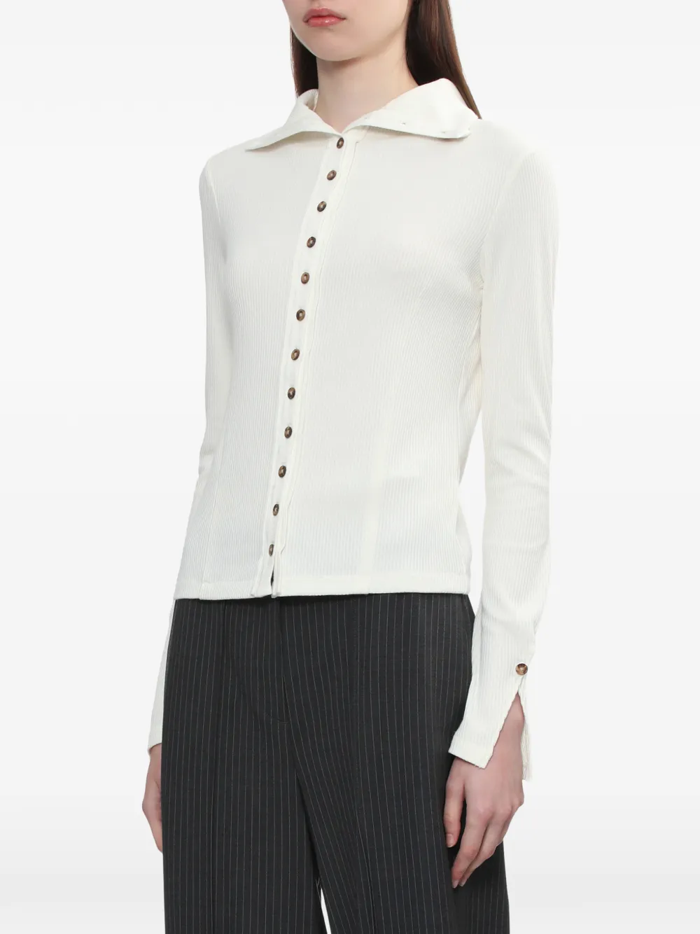  Rag & Bone Ribbed Buttoned Cardigan - White 