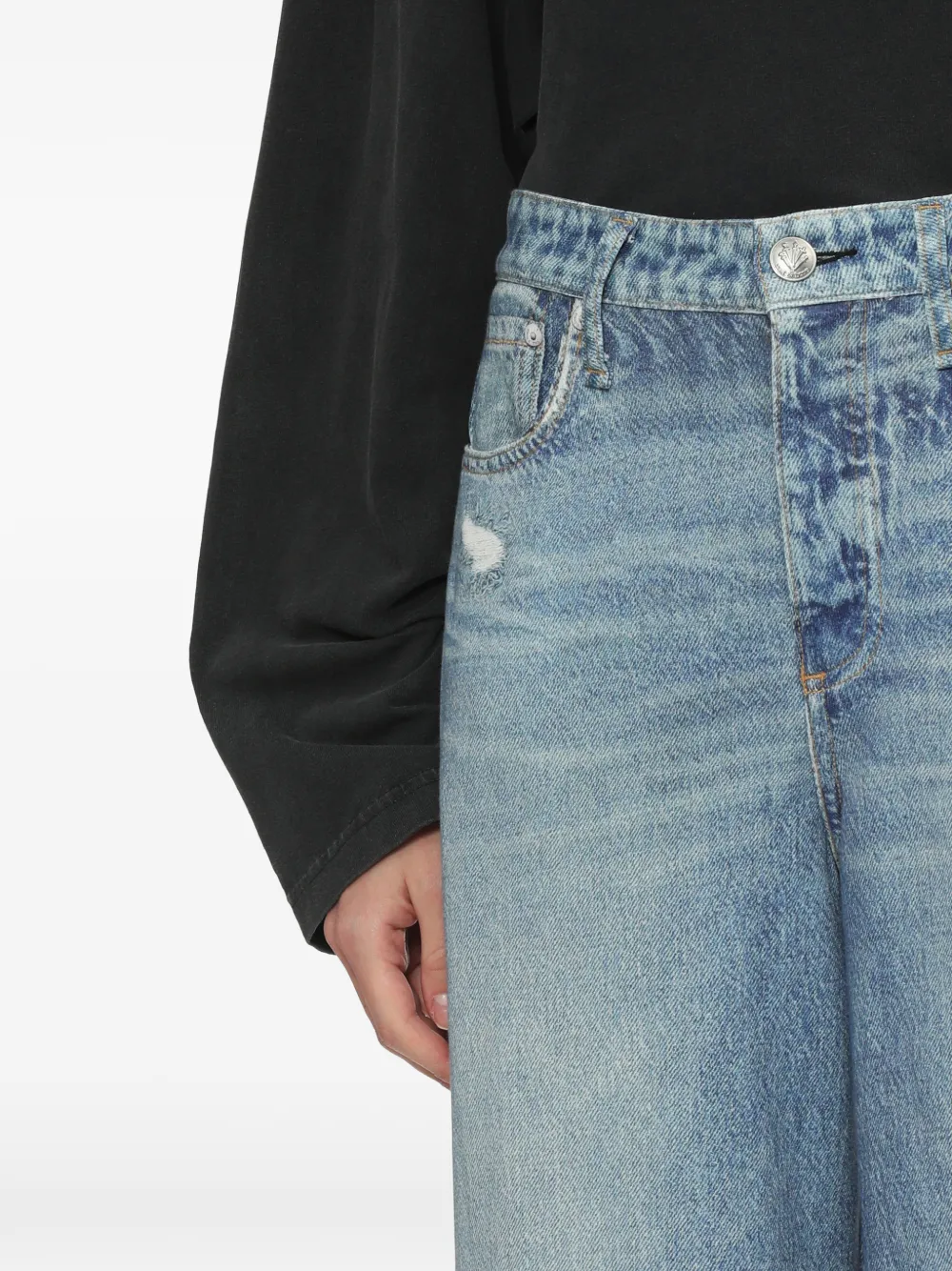 rag & bone Gerafeld denim met wijde pijpen Blauw