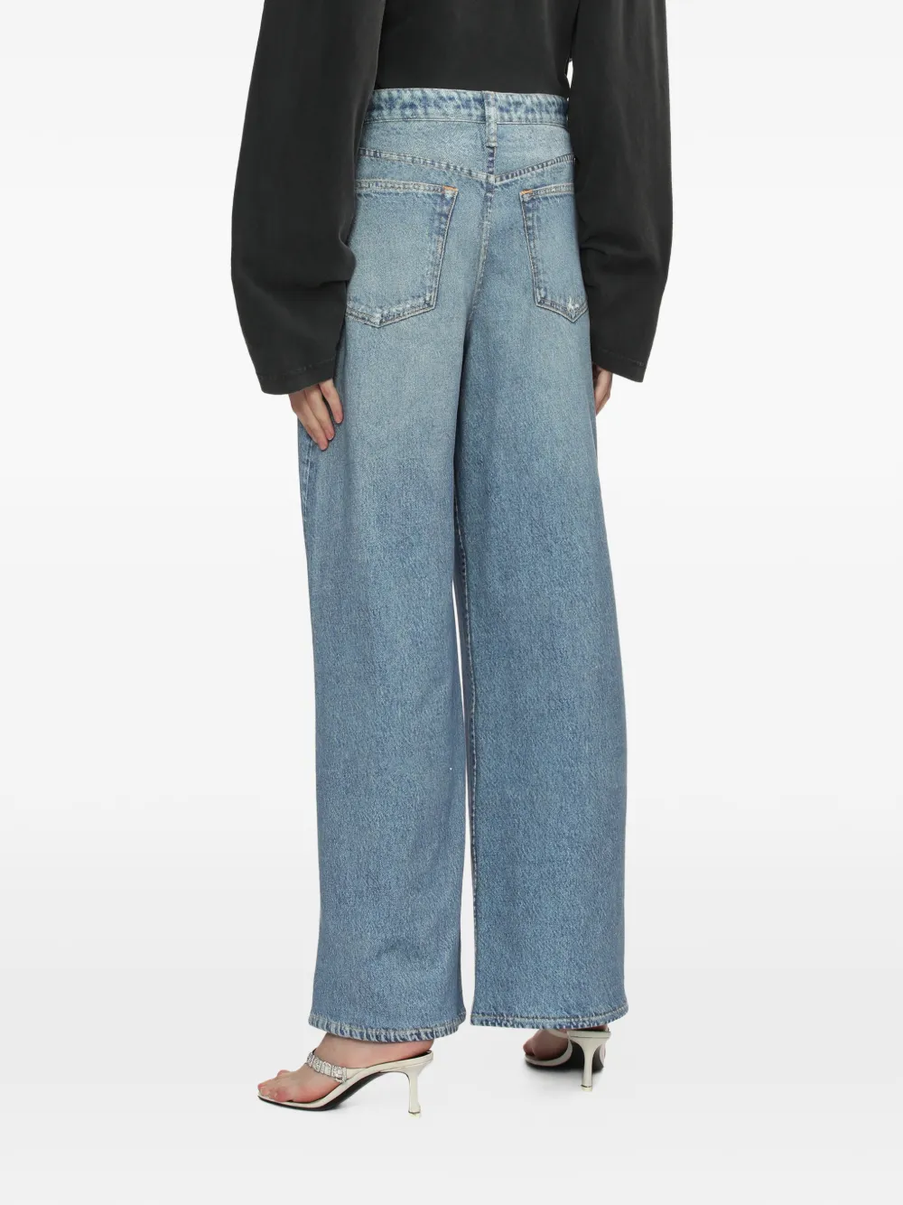 rag & bone Gerafeld denim met wijde pijpen Blauw