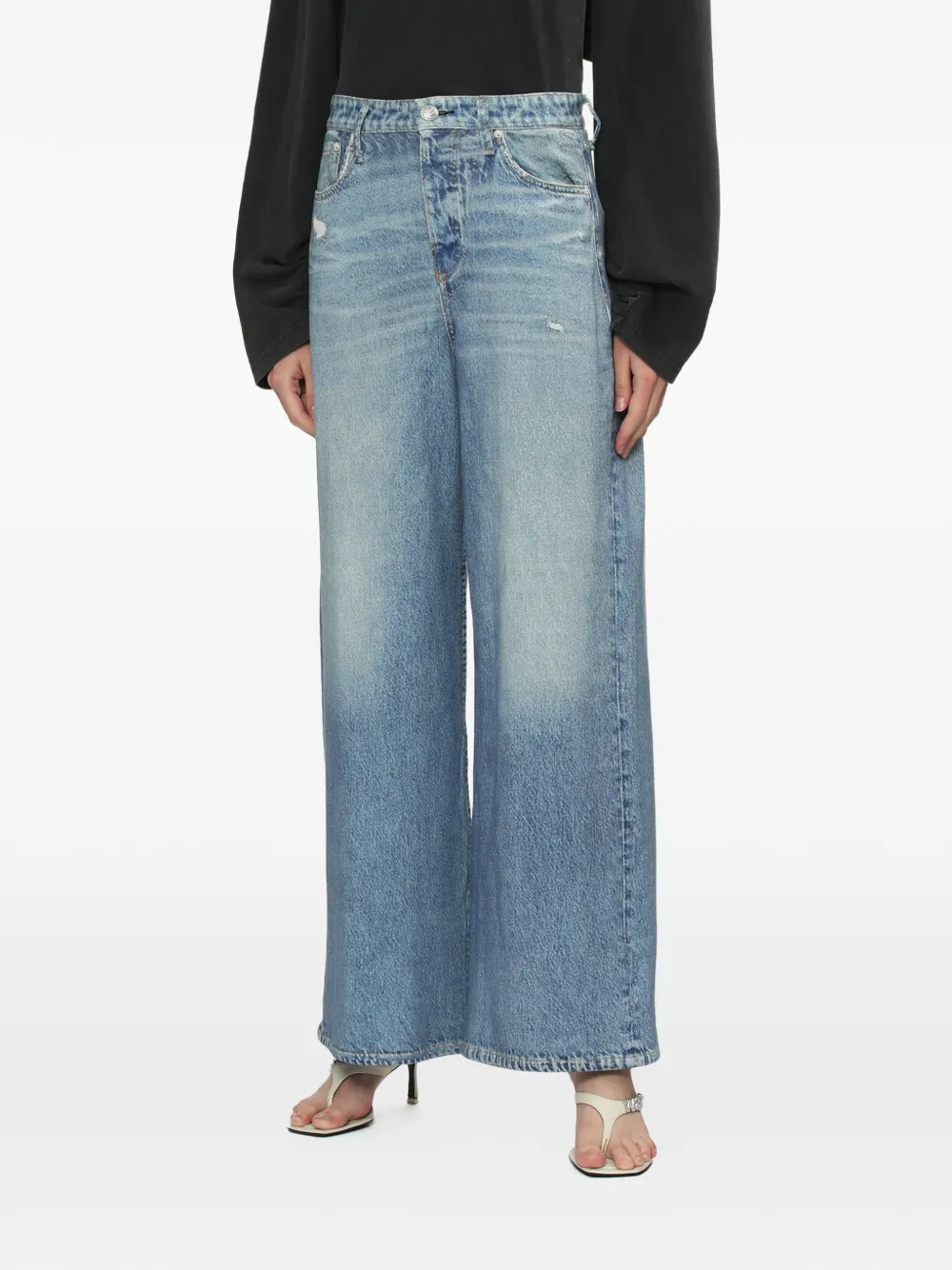  Rag & Bone Distressed Wide-leg Denim - Blue 