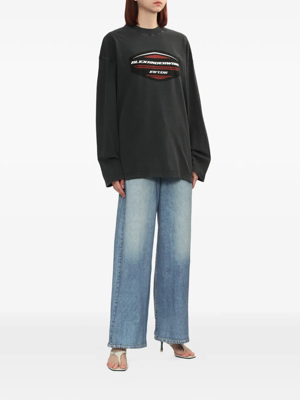 Rag & bone distressed wide-leg denim - Blauw