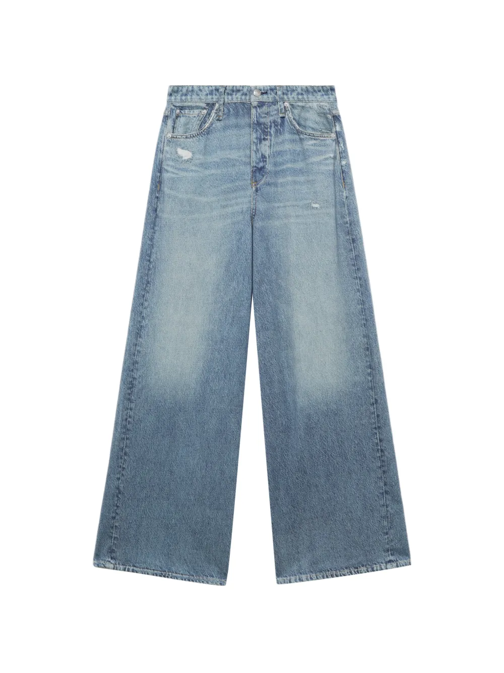 rag & bone distressed wide-leg denim - Blu