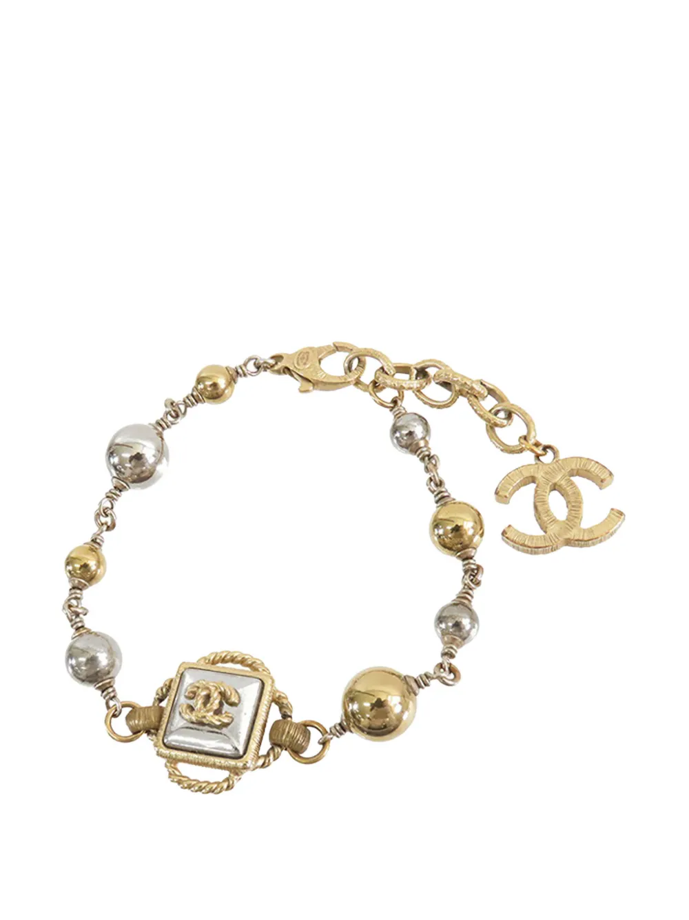 CHANEL Pre-Owned 2016 CC Gold and Palladium Plated Station Bracelet costume bracelet - Oro