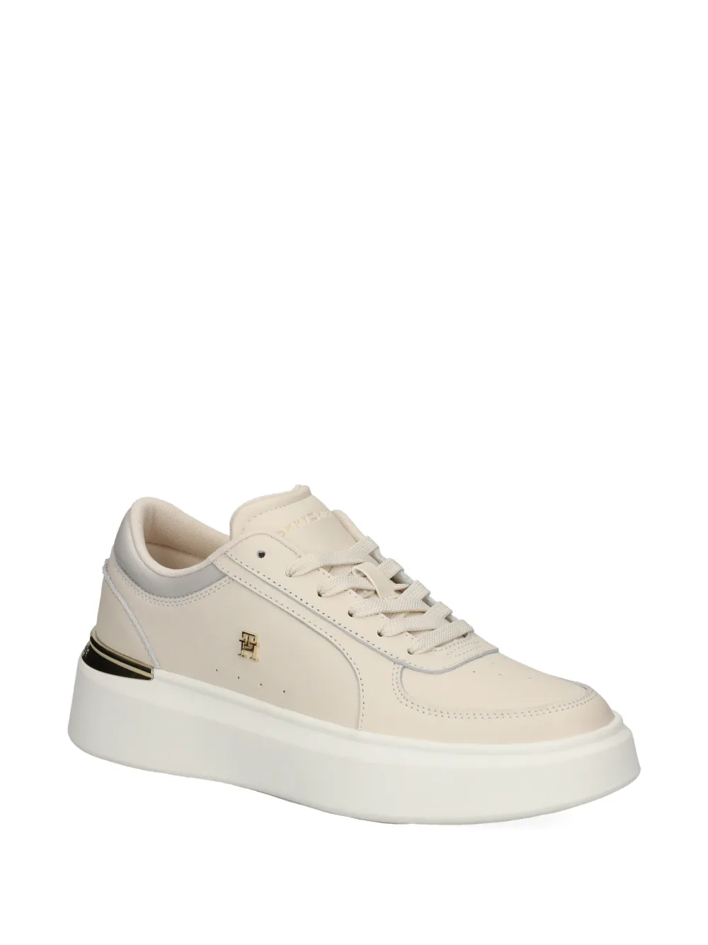 Tommy Hilfiger logo-plaque lace-up sneakers - Beige
