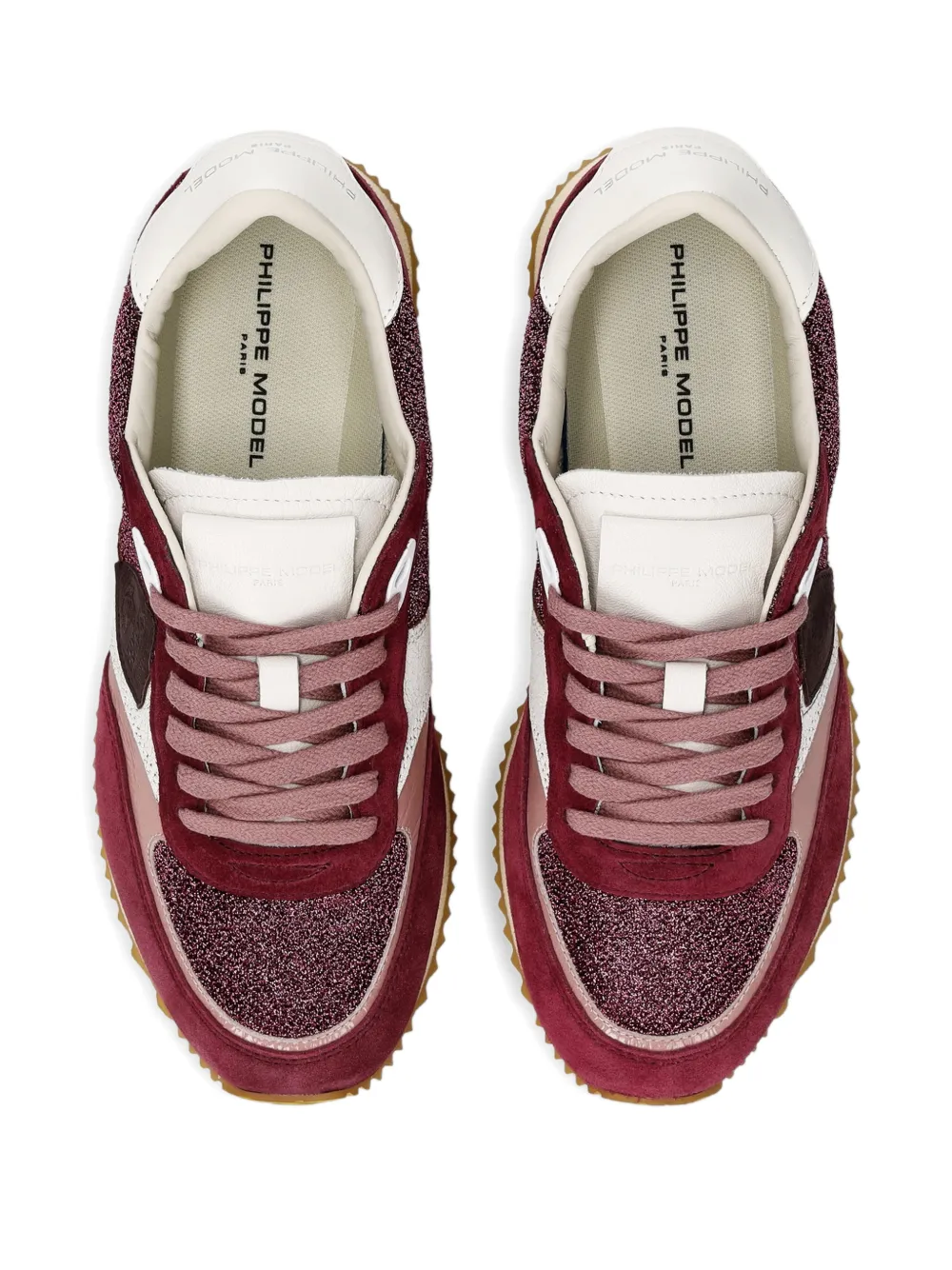 Philippe Model Paris Belville sneakers met glittervlak Rood