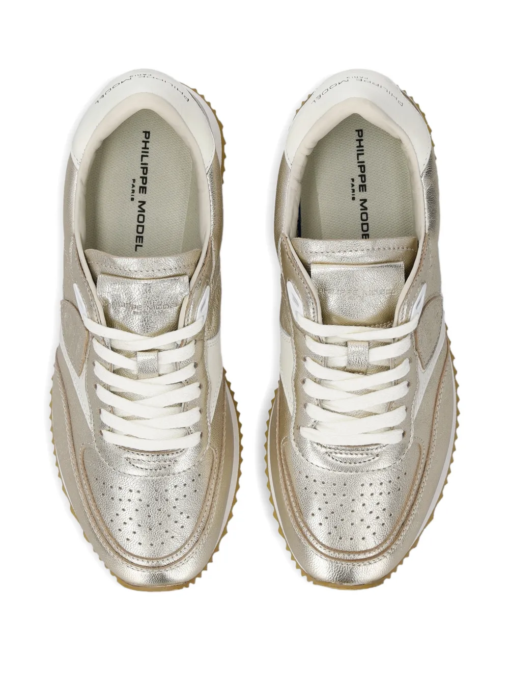 Philippe Model Paris Belville geperforeerde low-top sneakers Goud