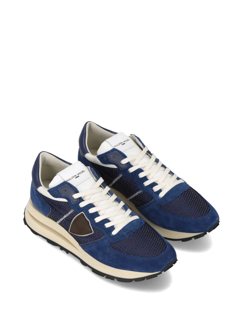 Philippe Model Paris Tropez Haute sneakers met suède vlakken Blauw