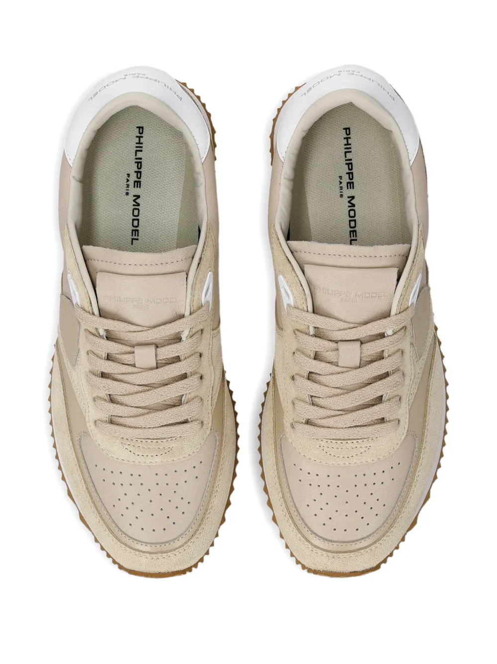 Philippe Model Paris Belville geperforeerde leren sneakers Beige