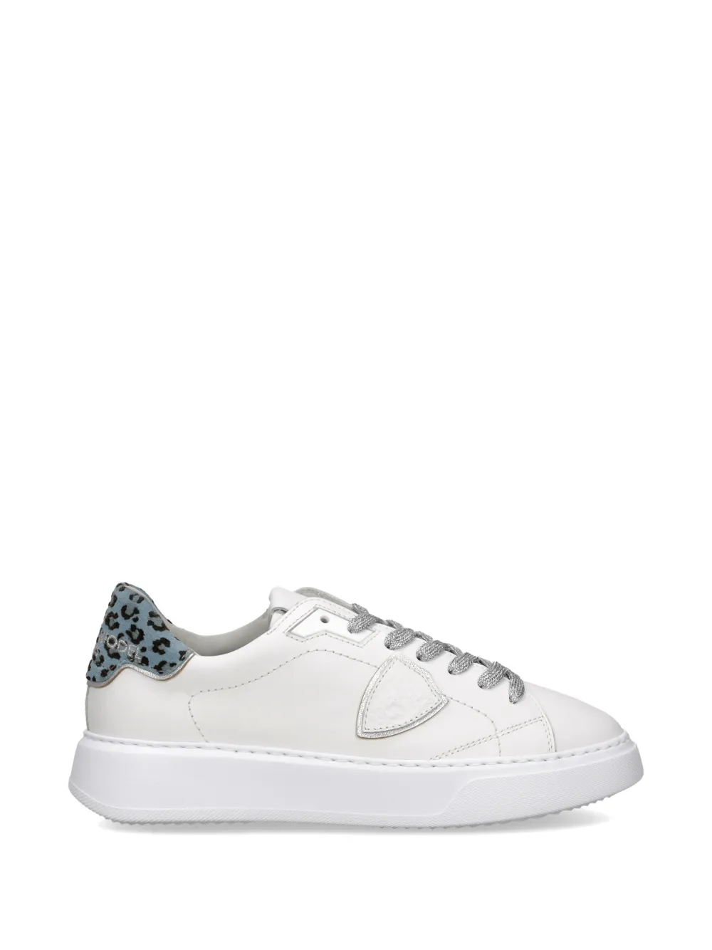 Philippe Model Paris Temple Low sneakers met luipaardvlak Wit