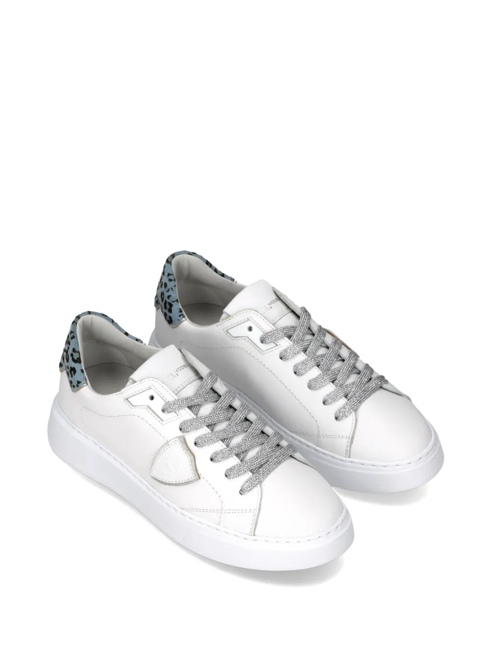 Philippe Model Paris Temple Low sneakers met luipaardvlak Wit