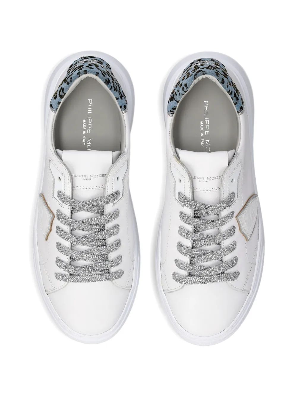 Philippe Model Paris Temple Low sneakers met luipaardvlak Wit
