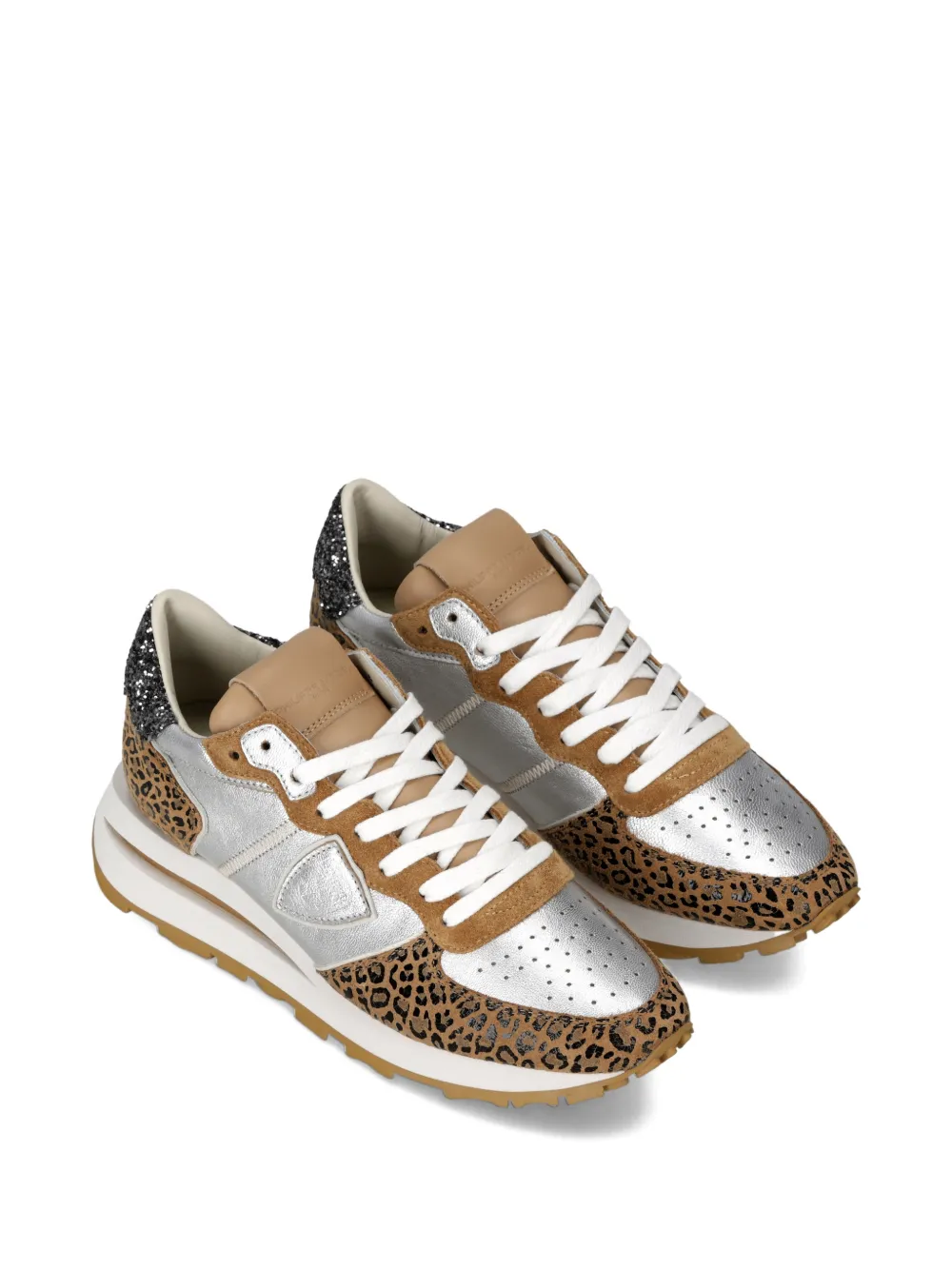 Philippe Model Paris Sneakers met luipaardprint en glitters Zilver