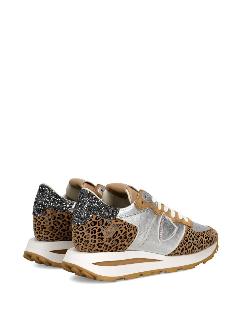 Philippe Model Paris Sneakers met luipaardprint en glitters Zilver