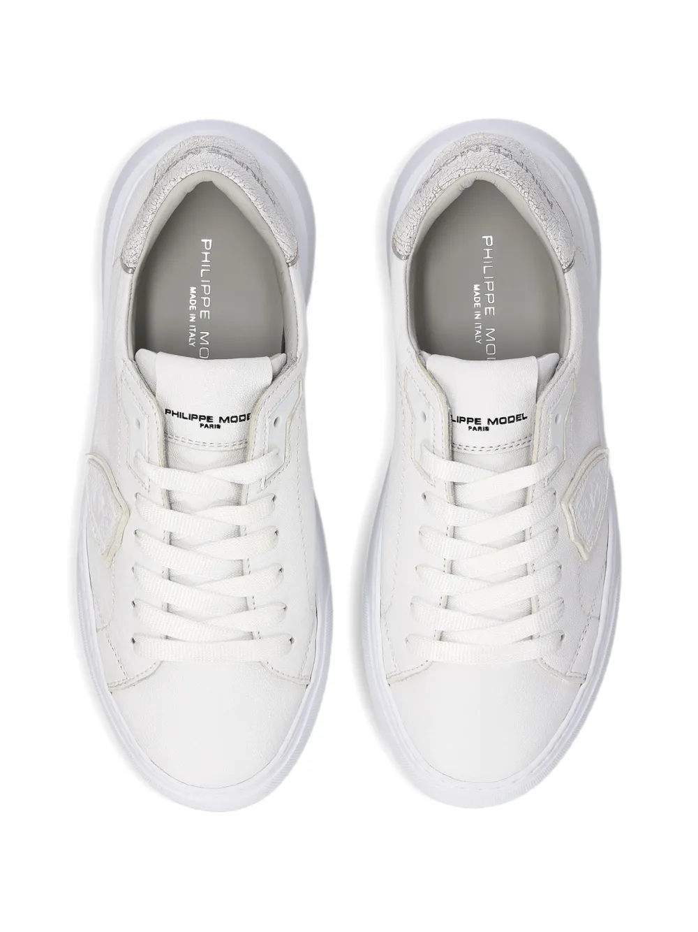 Philippe Model Paris Temple Low leren sneakers Wit