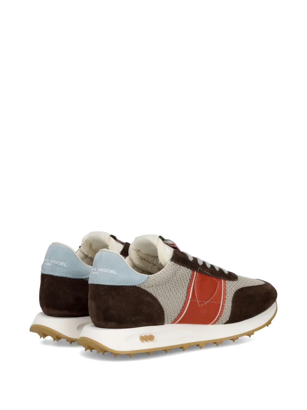 Philippe Model Paris Tour Low gestreepte sneakers met vlakken Bruin