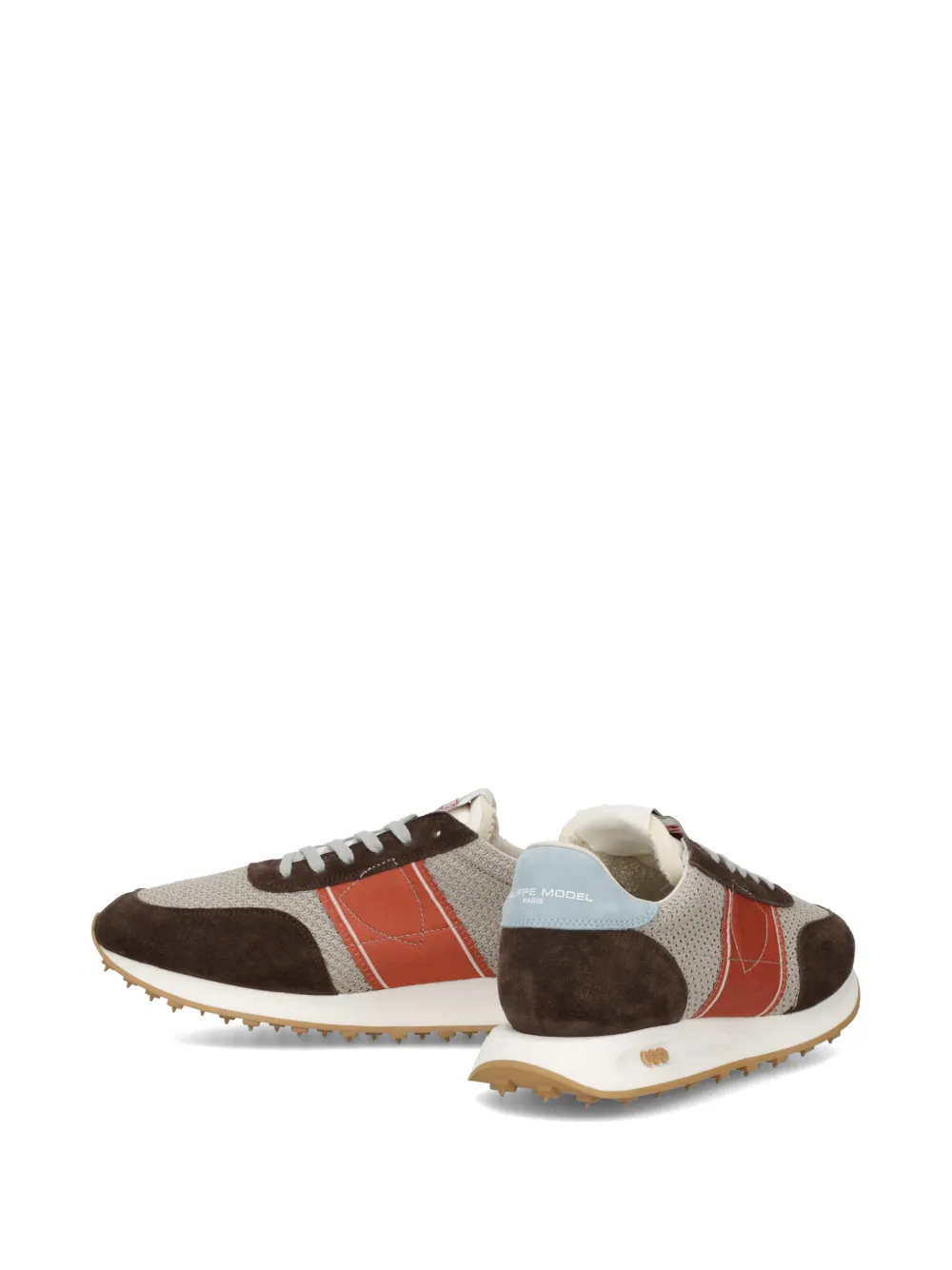 Philippe Model Paris Tour Low gestreepte sneakers met vlakken Bruin