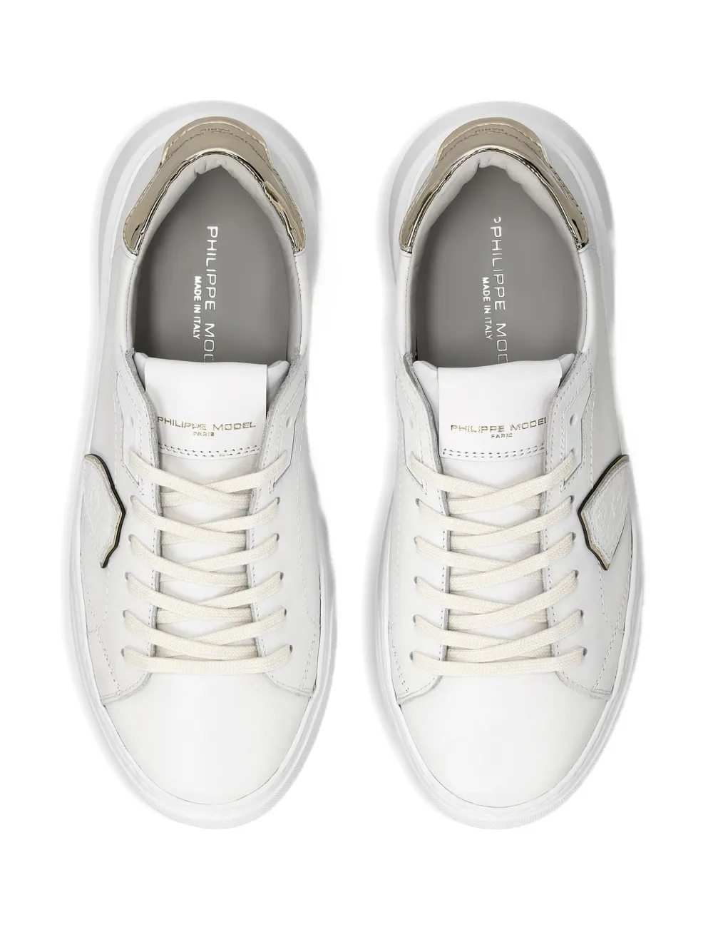 Philippe Model Paris Temple Low leren sneakers Wit