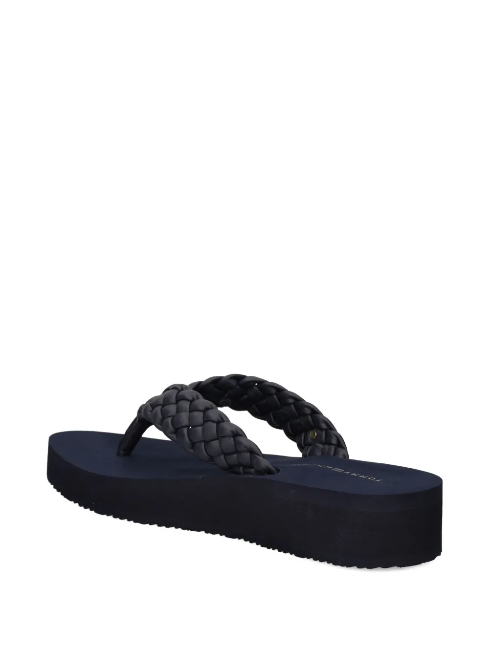 Tommy Hilfiger 38 mm gevlochten teenslippers met plateauzool Blauw
