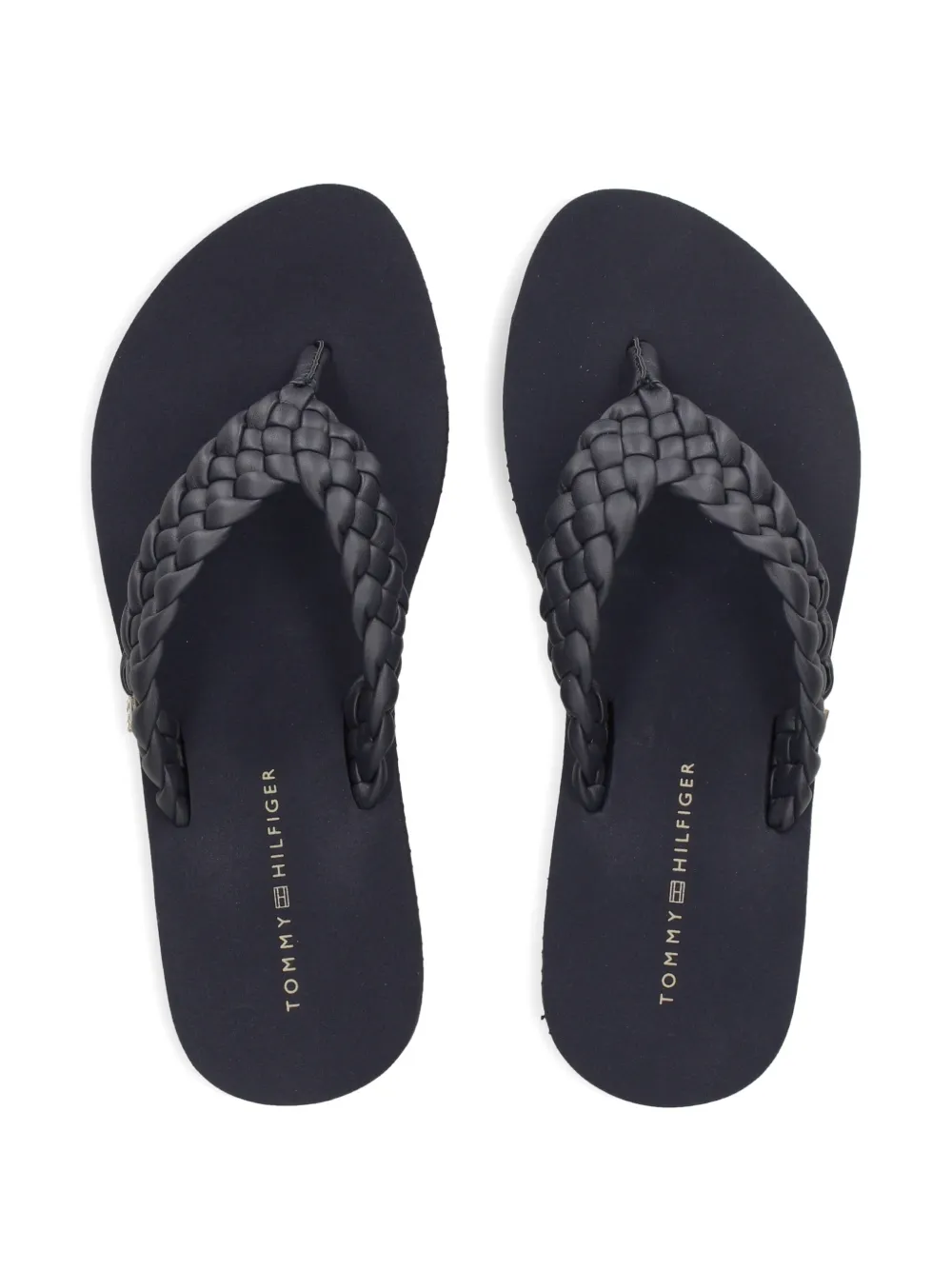 Tommy Hilfiger 38 mm gevlochten teenslippers met plateauzool Blauw