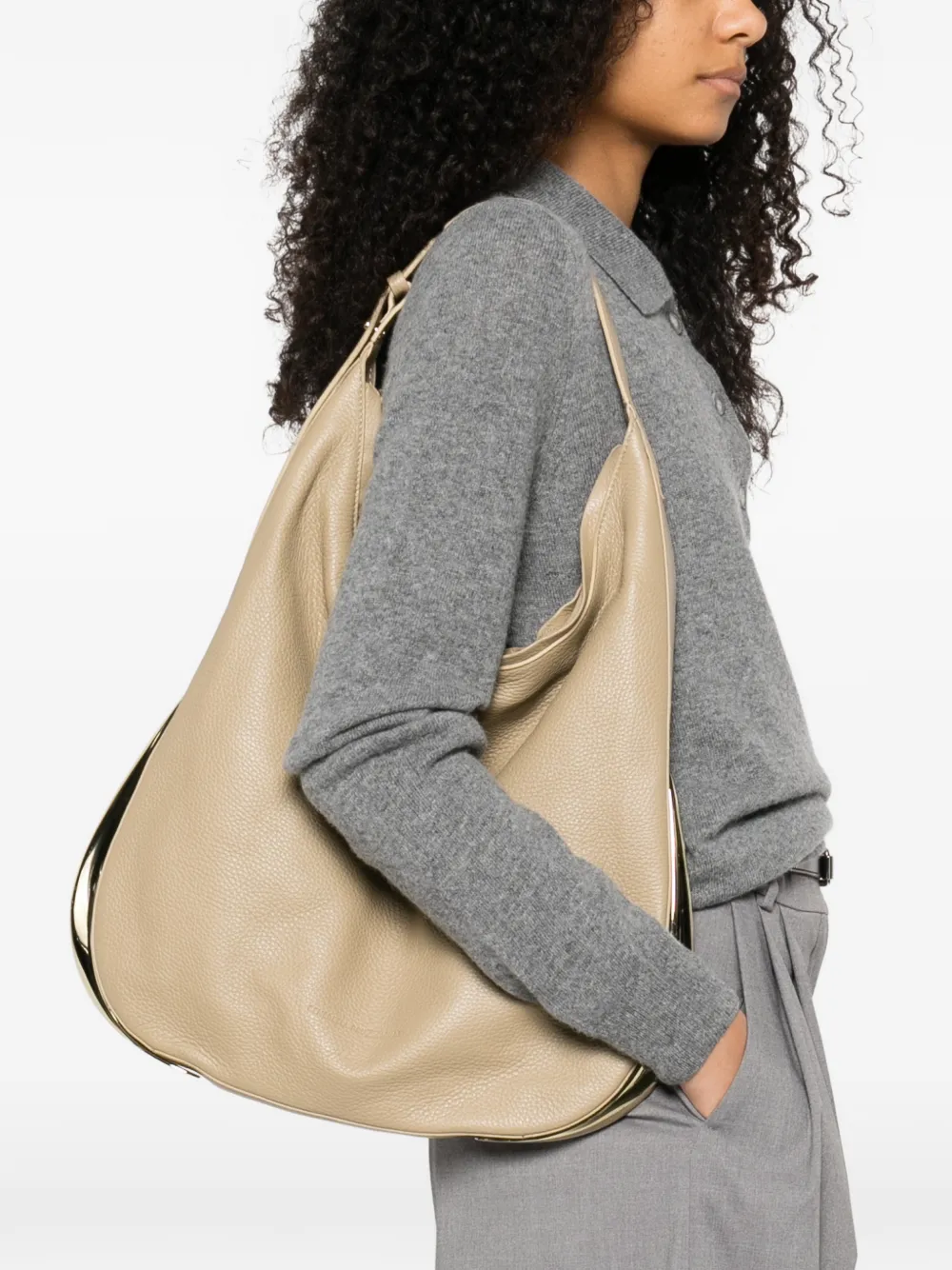 Benedetta Bruzziches grained shoulder bag - Beige