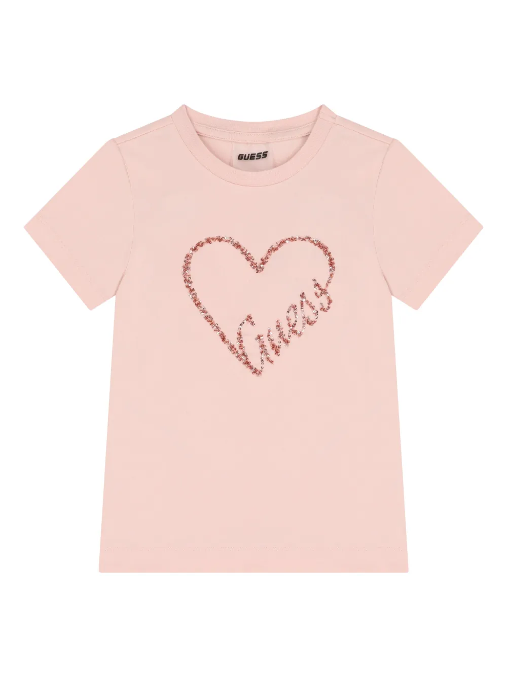 guess kids sequined-heart logo T-shirt - Rosa