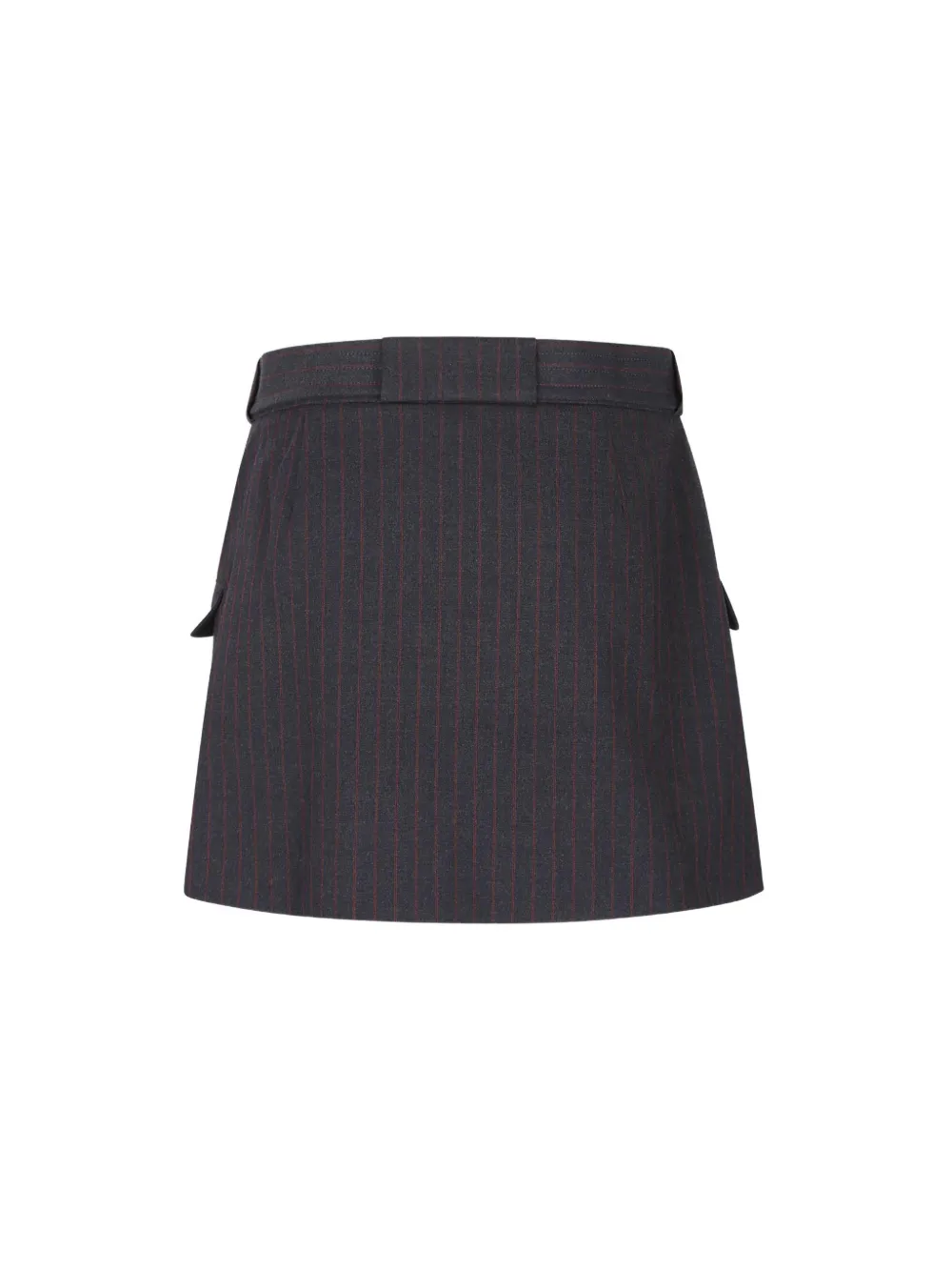 Ganni Pinstripe Belted Mini Skirt In Black