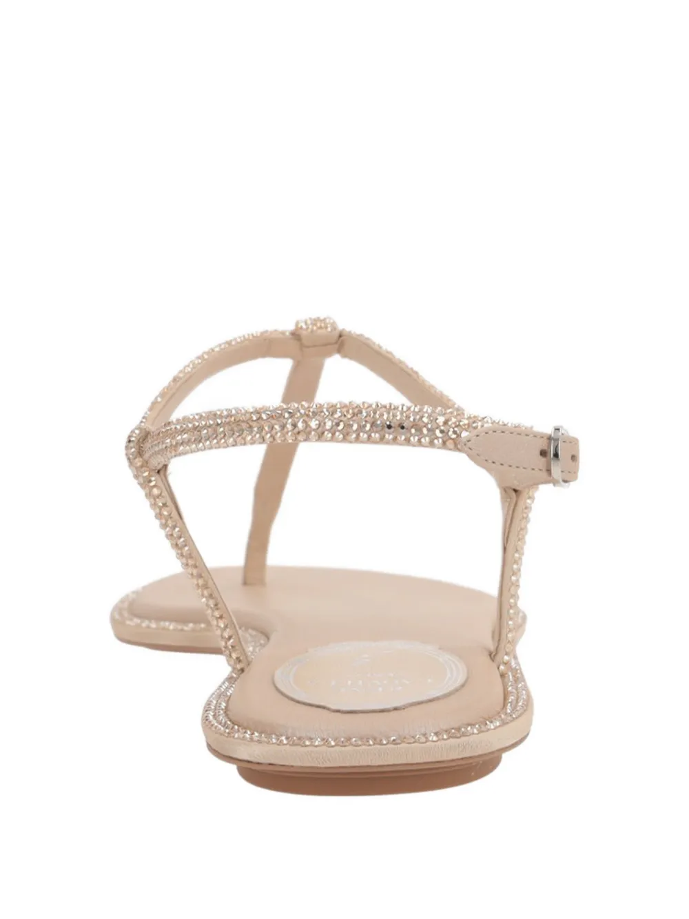 René Caovilla Diana rhinestone-embellished ankle-strap sandals Beige