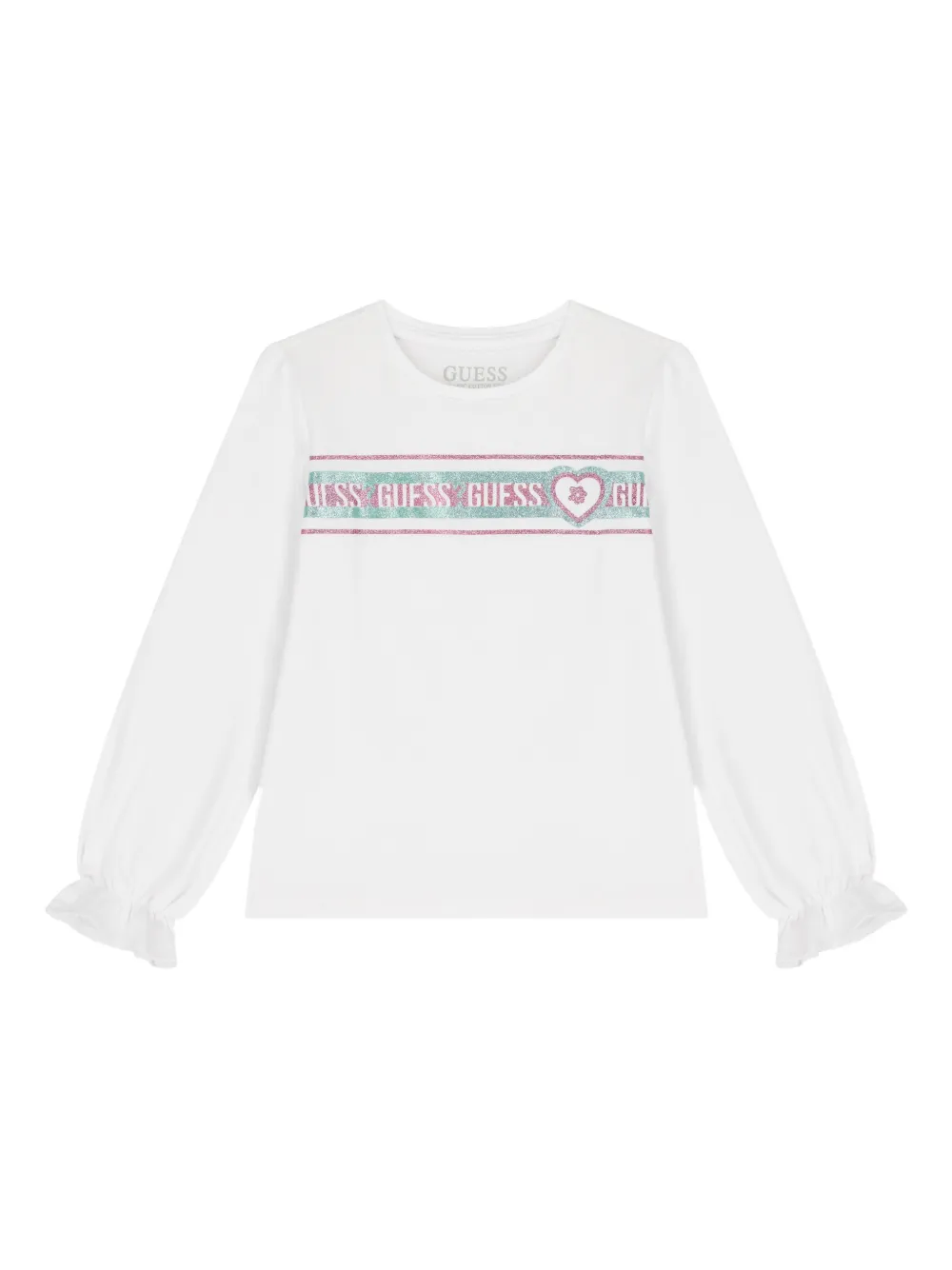 guess kids logo-detail long-sleeved T-shirt - Bianco
