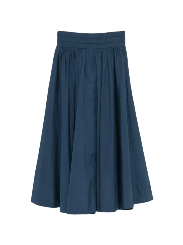 Suzie Kondi Kyria Elasticated-waist Gathered Midi Skirt in Blue