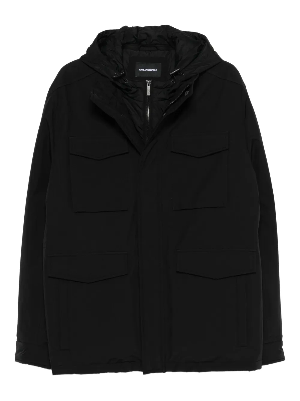 Karl Lagerfeld flap-pocket hooded jacket - Nero