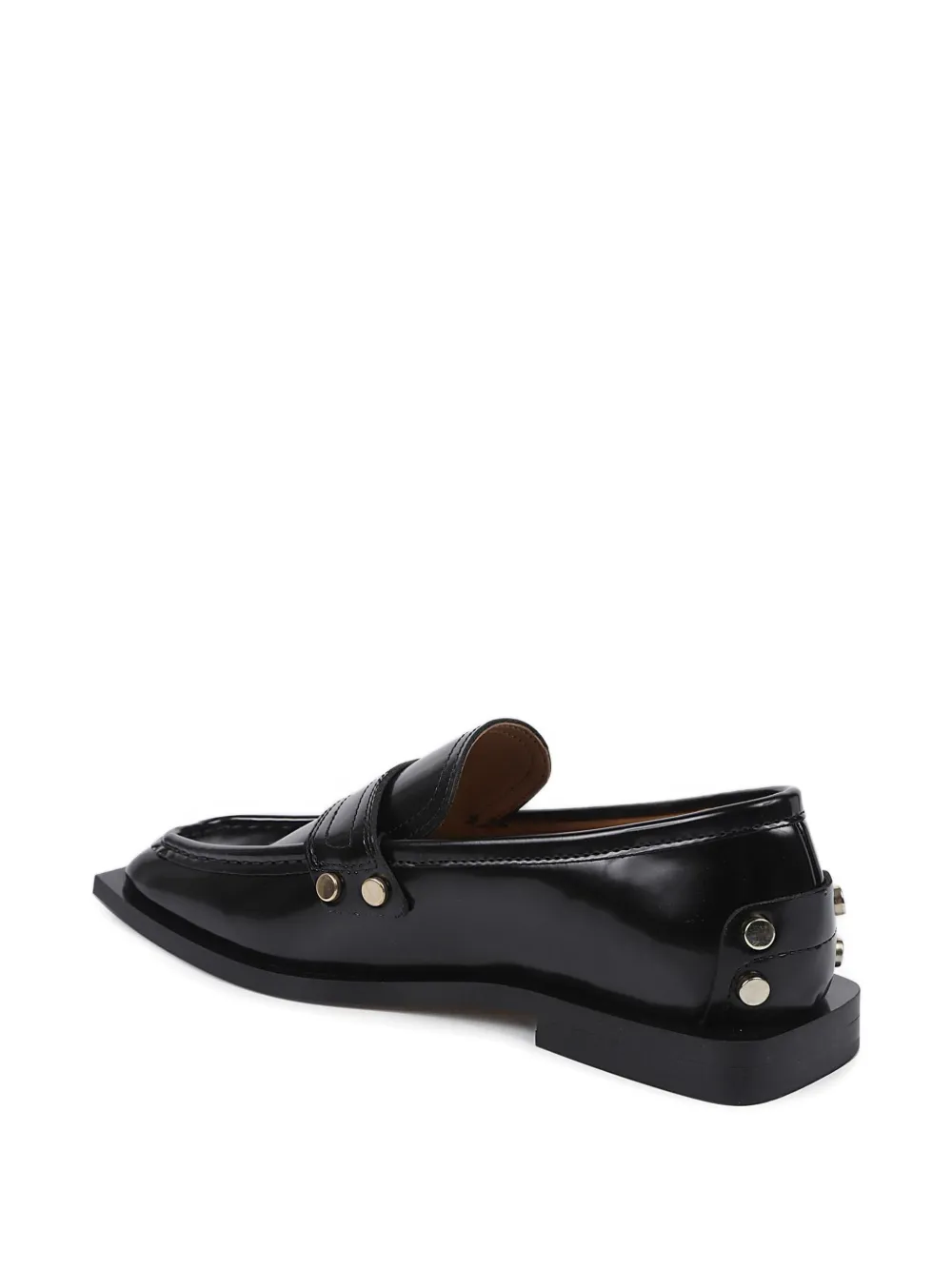 GANNI studs square-toe loafers Zwart