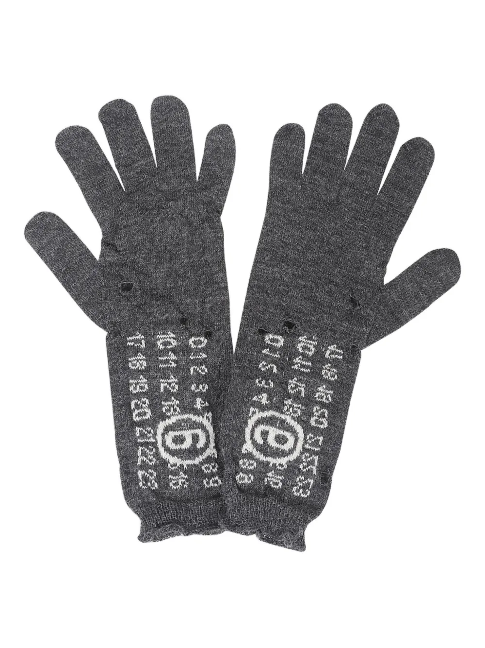 Mm6 Maison Margiela Ribbed-knit Gloves In Blue