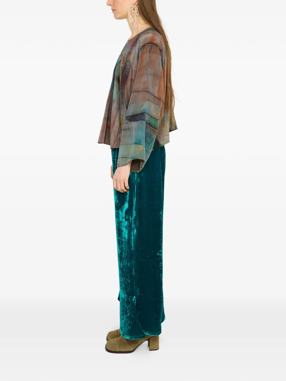  Anntian Printed Silk Blouse - Brown 