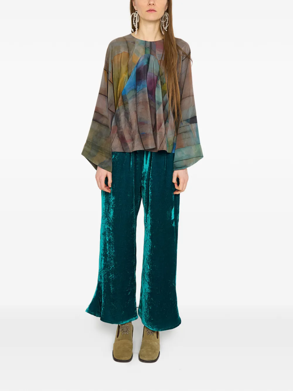 Anntian printed silk blouse - Bruin