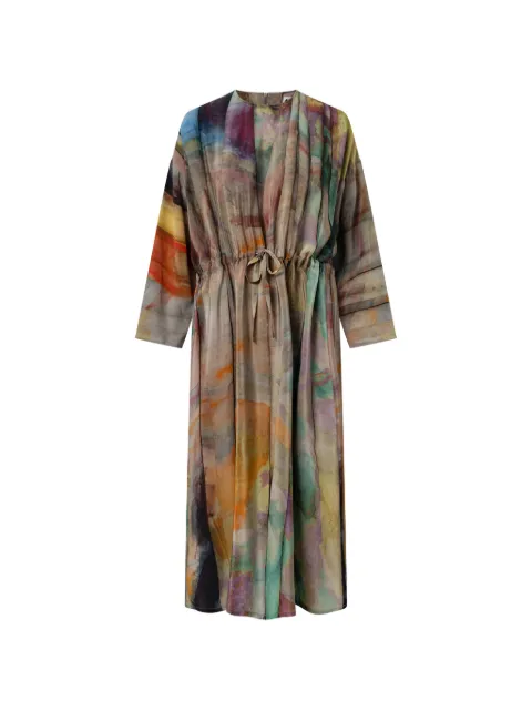 Anntian vestido estampado con moño en la cintura