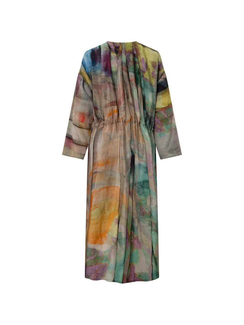 Anntian printed tie-waist dress - Beige