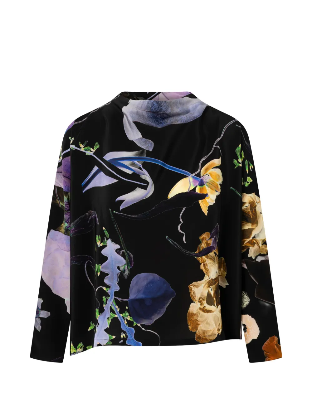 Anntian asymmetric printed blouse - Nero
