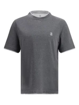 大きいサイズ ブルネロクチネリ 切替 リブ カットソー Tシャツ XXL グレー ブルネロ クチネリ、大人のための極上Tシャツ【夏の最上級ギア＃7