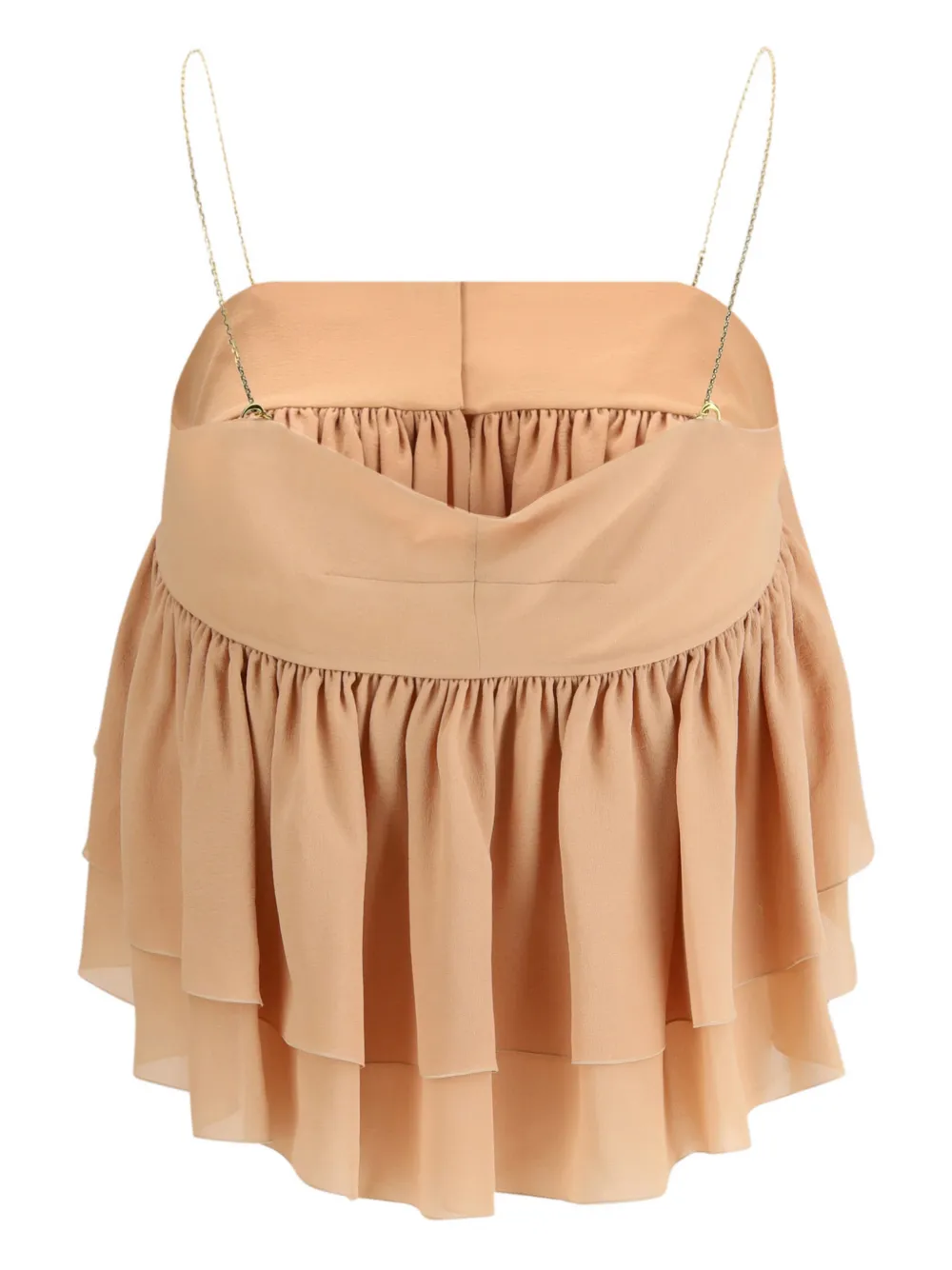 Chloé Women Sleeveless Ruffled Top In Silk Georgette In Pink