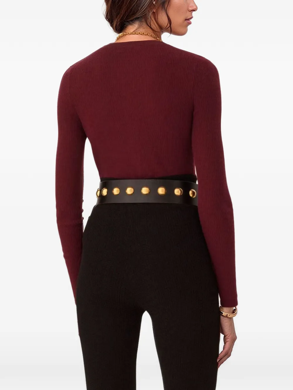  Chloé Ribbed Henley T-shirt - Red 