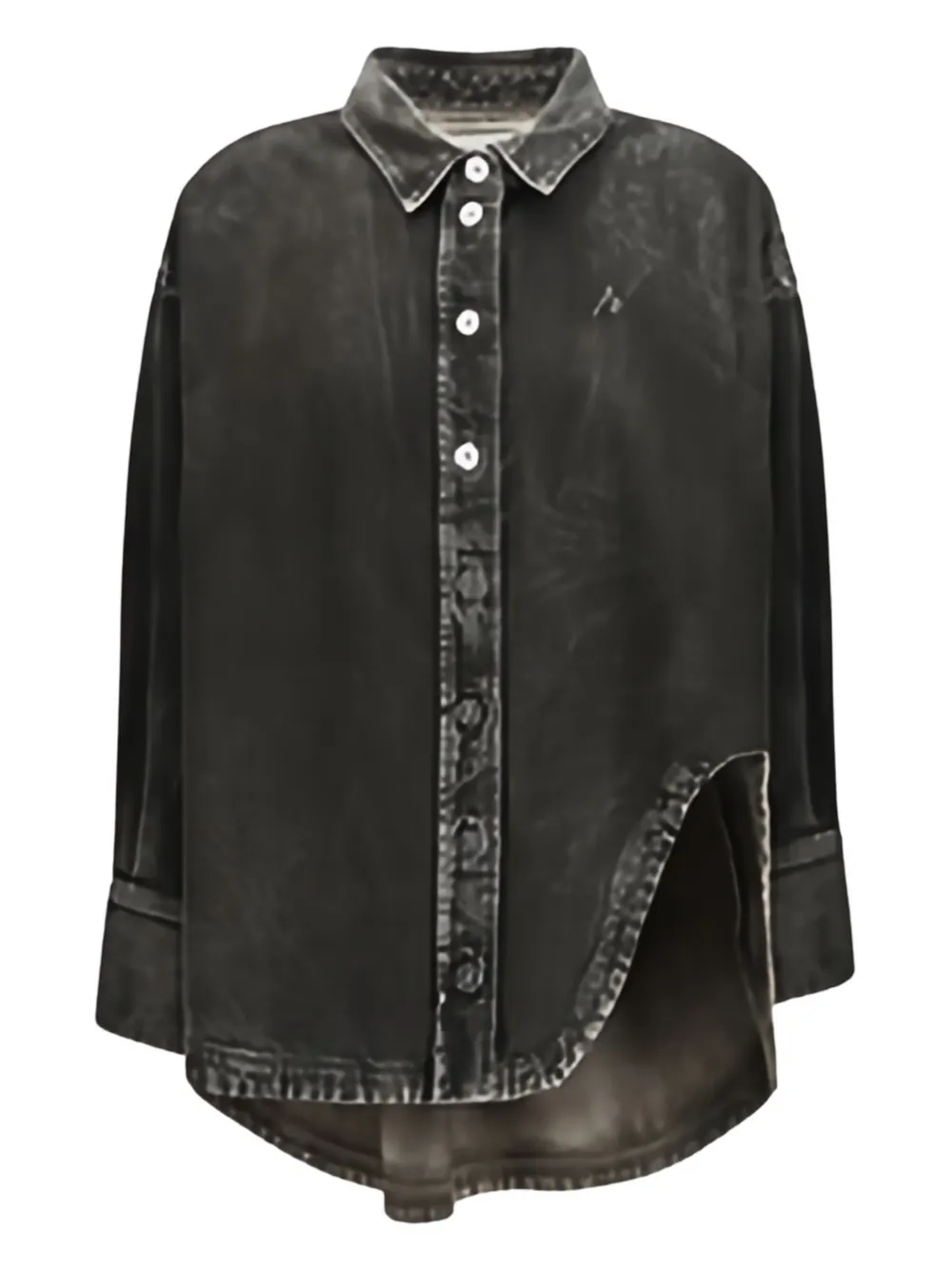 Attico Asymmetric Long-sleeve Denim Shirt In Black