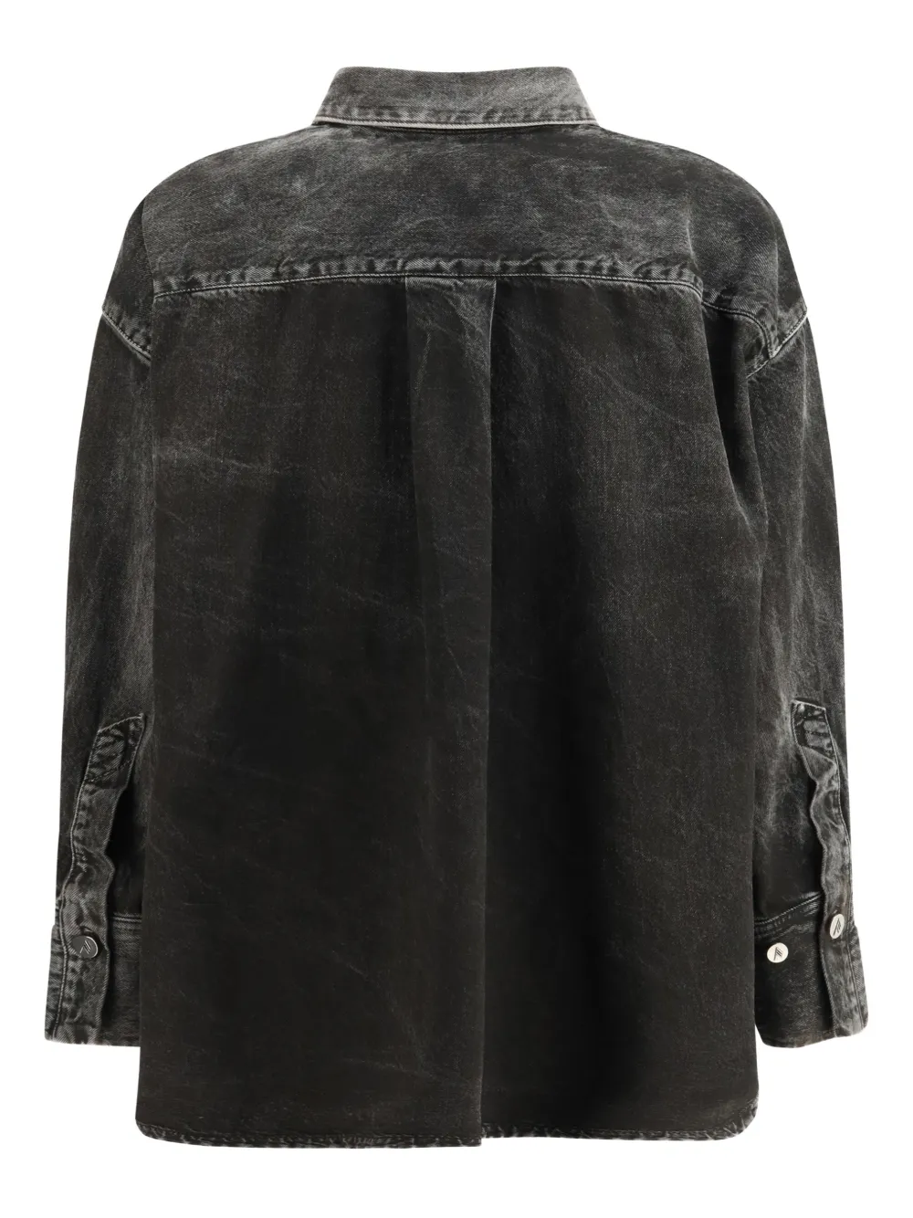 Attico Asymmetric Long-sleeve Denim Shirt In Black