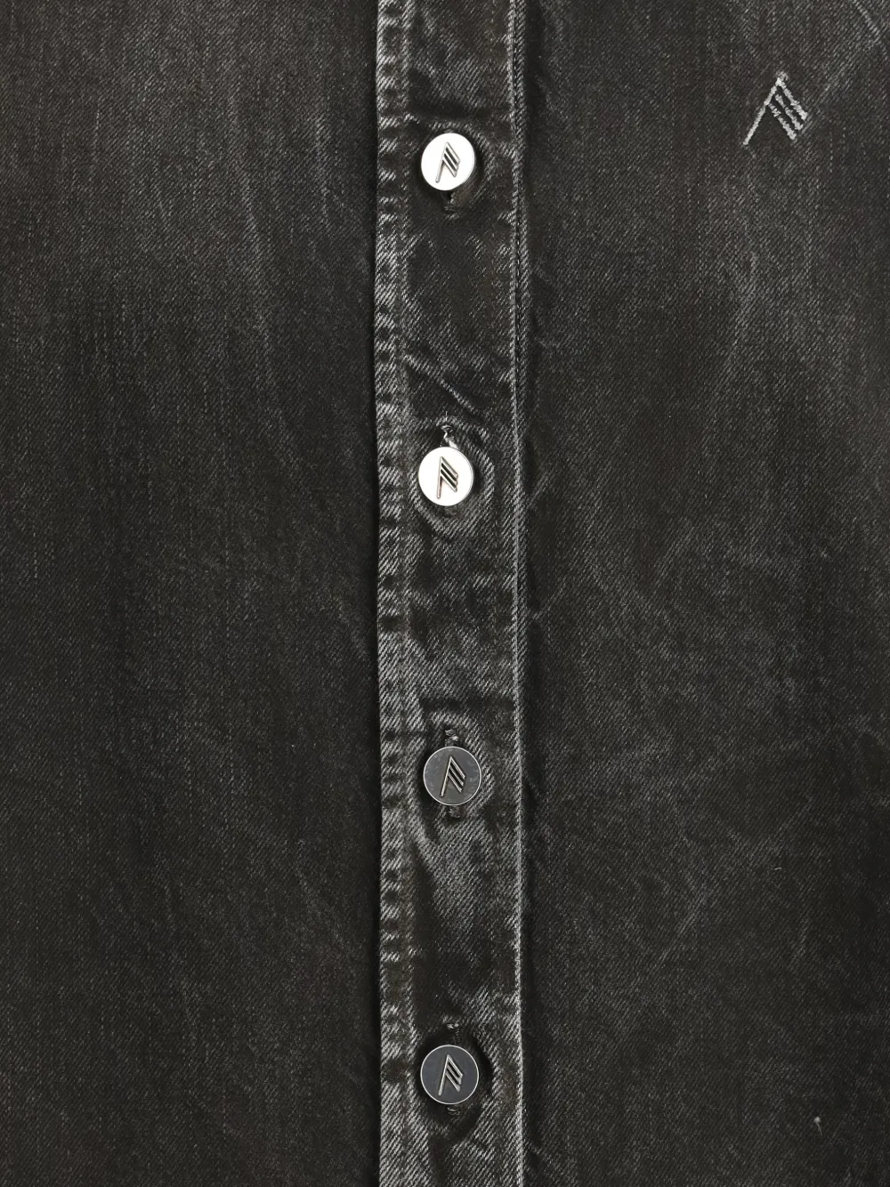 Attico Asymmetric Long-sleeve Denim Shirt In Black