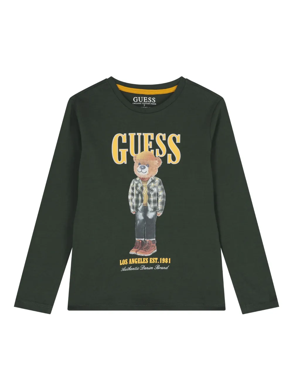 guess kids teddy-bear-print long-sleeve T-shirt - Verde