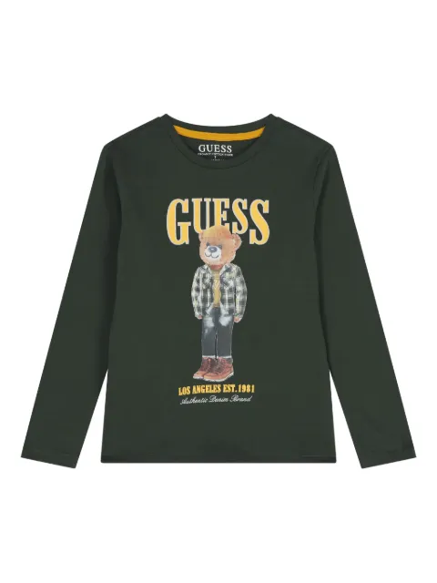guess kids playera con motivo Teddy Bear y mangas largas